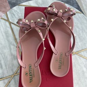 Valentino Rockstud Thong Flip Flops (Size 37)